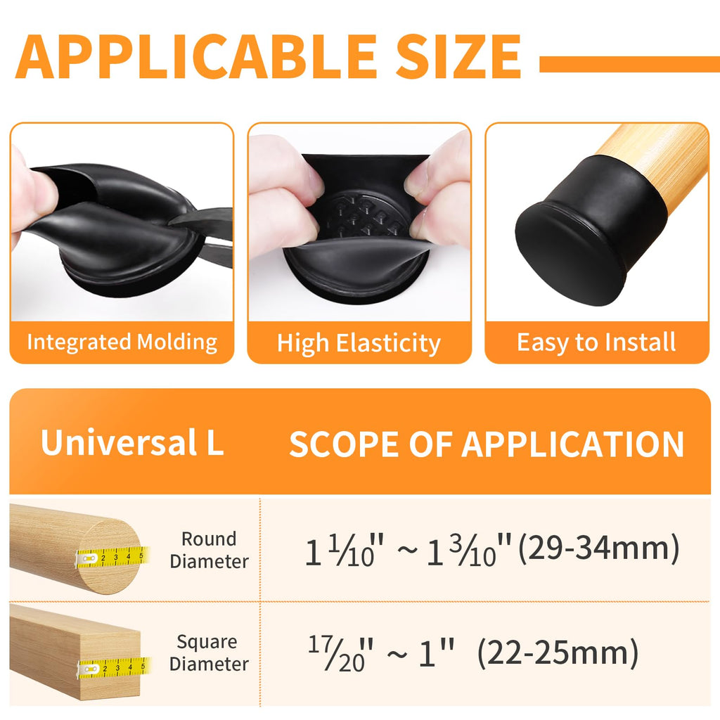 Ezprotekt 24 Pcs Chair Sliders for Carpet, Chair Glides for Carpet, Round Carpet Teflon Furniture Pads, Bar Stool Leg Protectors Caps, Furniture Sliders for Table, Chair (L Fit: 1-1/10" to 1-3/10")