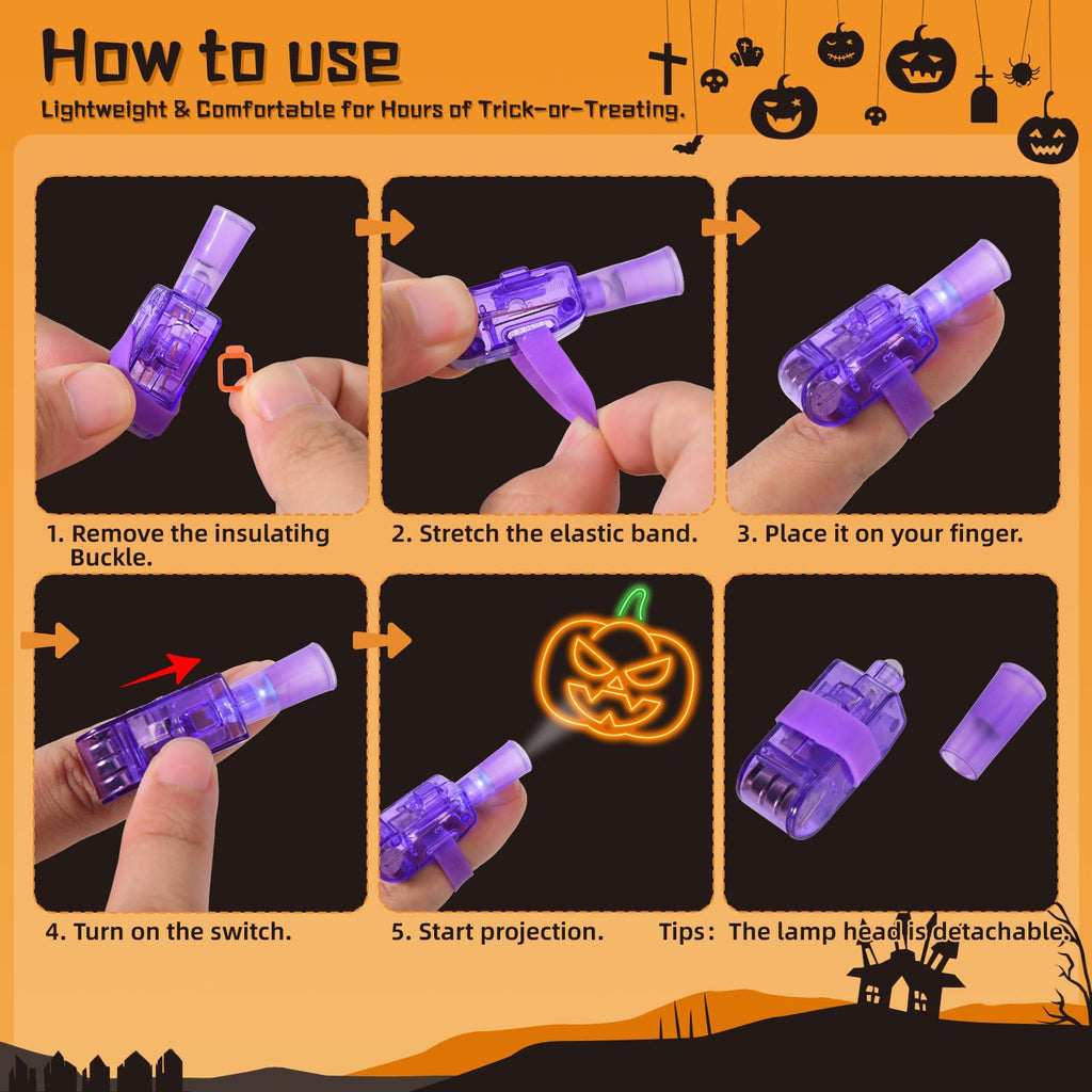 YBSOP Halloween Party Favors for Kids, 36pcs Finger Lights for Halloween Goodie Bag Fillers Basket Treats Toys for Girls Boys Kids Classroom Rewards