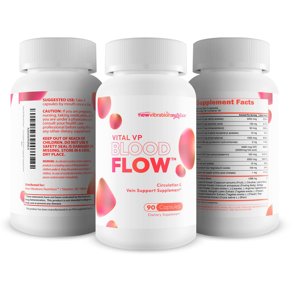Vital VP Blood Flow Supplement - Our Best Circulation High Pressure Pills - Circulation and Vein Support Vitamins for Advanced Blood Flow Care - Nitric Oxide Vital VP System - Vital VP Supplements