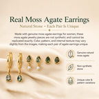 Moss Agate Gold Earrings for Women Set Stud Earring Stacks 14k Gold Plated Hypoallergenic Huggie Hoop Earrings Set Green Gemstone Dangle Earring Golden Jewelry Gifts For Women