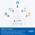 TP-Link Tapo Smart Plug Mini, Matter Compatible, Compatible with Alexa, Google Home & Samsung SmartThings, Energy Monitoring, 15A, UL Certified, 2.4G Wi-Fi Only, Tapo P110M(2-Pack)
