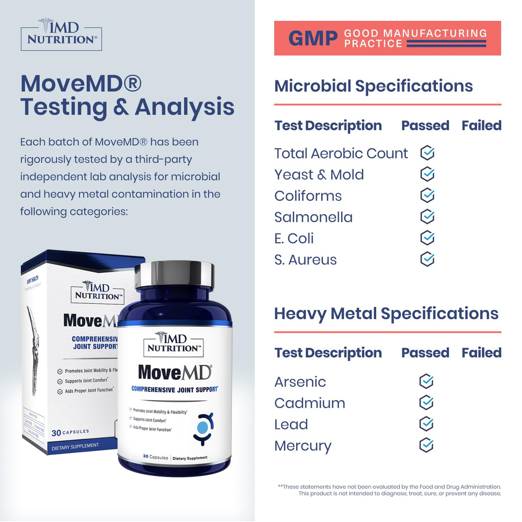 1MD Nutrition MoveMD - Health Supplement for Joint Discomfort & Support - Our Collagen Pills are Skillfully Formulated for Women & Men w/Hyaluronic Acid & Astaxanthin