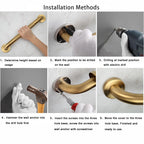 Rackickyer Shower Grab Bar, 2 Pack 16 Inch Gold Bathroom Grab Bar, 1.25" Diameter 304 Stainless Steel Anti-Slip Grab Bars for Bathtubs and Showers, Handicap Shower Grab Bar for Seniors Elderly