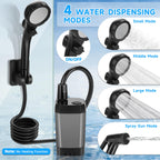 vignuto Portable Shower for Camping, Rechargeable Camping Shower kit with LED Display of Battery Level and Temperature, Lasting-150 Mins, Suitable for Outdoor Shower, Pet Bath, Car Washing