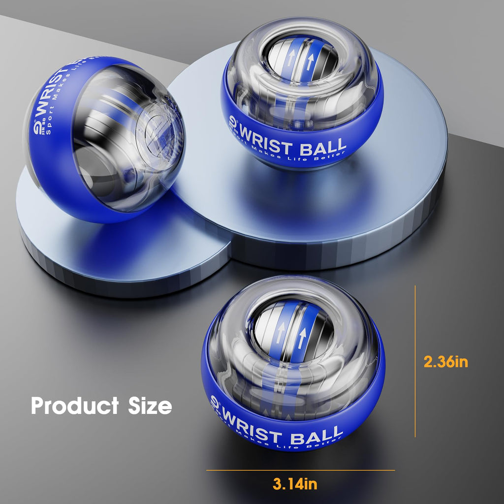 JIN BDWrist Trainer Ball Auto-Start Wrist Strengthener Gyroscopic Forearm Exerciser Gyro Ball for Strengthen Arms, Fingers, Wrist Bones and Muscles���Blue Without Light���