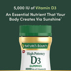 Nature's Bounty Vitamin D 5000 IU Gummies,Vitamin D3 High Potency Immune Support & Bone Health Supplement,5000 IU in 1 Gummy,Strawberry Flavor for Adults,60 Vegetarian Gummies (Pack of 2)