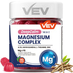 VEV Deep Calm Magnesium Complex14-in-1 Gummies – with Ashwagandha, L-Theanine, Vitamin D3 & Zinc – Magnesium Complex for Women and Men – No Added Sugar Vegan Magnesium Glycinate – 90 Gummies