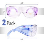 UNCO- Safety Glasses Over Eyeglasses, 2 Pack, Dark Blue and Purple Handle, Anti Fog Safety Goggles Over Glasses, Protective Eyewear