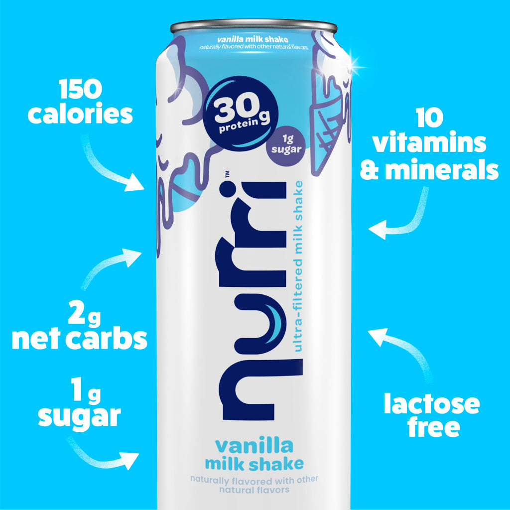 Nurri 30g Protein Ultra Filtered Milk Shake, Vanilla, 10-11 fl oz Cans