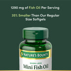 Nature's Bounty Mini Fish Oil Softgels, Burpless Fish Oil Omega 3 Supplements, Supports Heart Health, 90 Softgels (Pack of 1)
