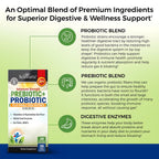 Advanced Prebiotics and Probiotics for Women & Men, Immune, Digestive & Gut Health with L. Reuteri, Inulin Fiber, Digestive Enzymes, Non-GMO, Gluten-Free, Dairy-Free, 30 Capsules