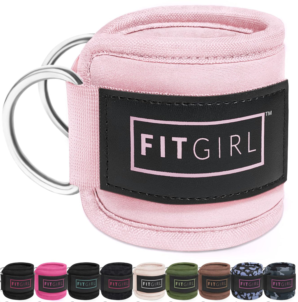 FITGIRL Ankle Strap for Cable Exercise Machines, Work Out Cuff Attachment for Home & Gym, Glute Workouts - Kickbacks, Leg Extensions, Hip Abductors, for Exercise Attachments - Light Pink - 1 Pack