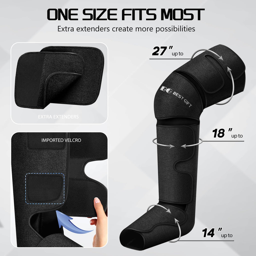 Bestgift Christmas Gifts for Men, Women, Mom, Dad, Mother's Day, Father's Day, Air Compression Massager with Heat for Foot, Leg, Calf, Thigh, Knee, Helpful for Muscle Fatigue, Cramps, Swelling, Edema