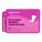 Amazon Basics Incontinence Pads for Women, Postpartum, Bladder Management, Overnight Absorbency, Unscented, with Odor Management, 60 Count (2 Packs of 30), Packaging May Vary
