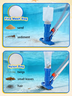 3-in-1 Portable Pool Cleaning Kit for Above Ground Pools - Includes Vacuum Cleaner with Mesh Bags, Brush, Skimmer Nets, 6.2ft Adjustable Pole for Spas, Inflatable or Frame Swimming Pools Maintenance