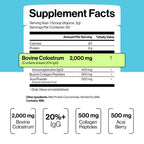 Luci Colostrum Powder 60 Servings 3 in 1 with Collagen Peptides and Acai, Bovine Colostrum for Gut Health, Bloating, Collagen Protein for Muscle, Skin, Hair, Nails and Immunity, Gluten & Fat Free 180g
