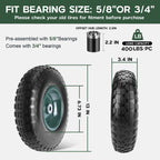 Taifa 1 PC 13 Inch 4.00-6 with 5/8'' & 3/4'' Bearings Rubber Solid Flat Free Replacement Tires and Wheels, Air Less Wheel for Wheelbarrow/Wagon/Hand Truck/Trolley/Garden Scooter etc.