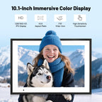 Digital Picture Frame, 10.1 Inch Picture Frame with 1280*800 HD IPS Touch Screen, Smart Digital Photo Frame Built-in 32GB Memory, Auto-Rotate Easy Setup to Share Photos or Videos via AiMOR APP (Black)