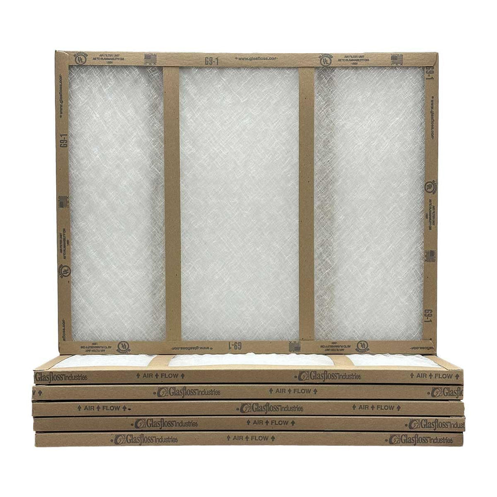 12x24x1 Glasfloss Fiberglass Air Filter, Double Strut, GDS Series, Made in USA, Actual Size: 11 5/8 x 23 5/8 x 3/4 (Box of 6)