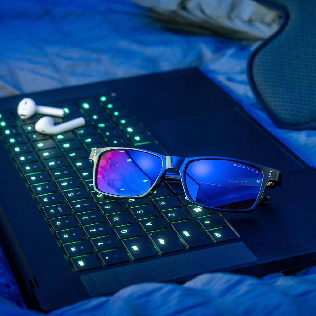 GUNNAR Premium Computer and Gaming Glasses For Men & Women - Advanced Blue Light Blocking Lens Technology For Eye Strain Relief and Anti Fatigue - Riot Amber Tinted Gaming Glasses