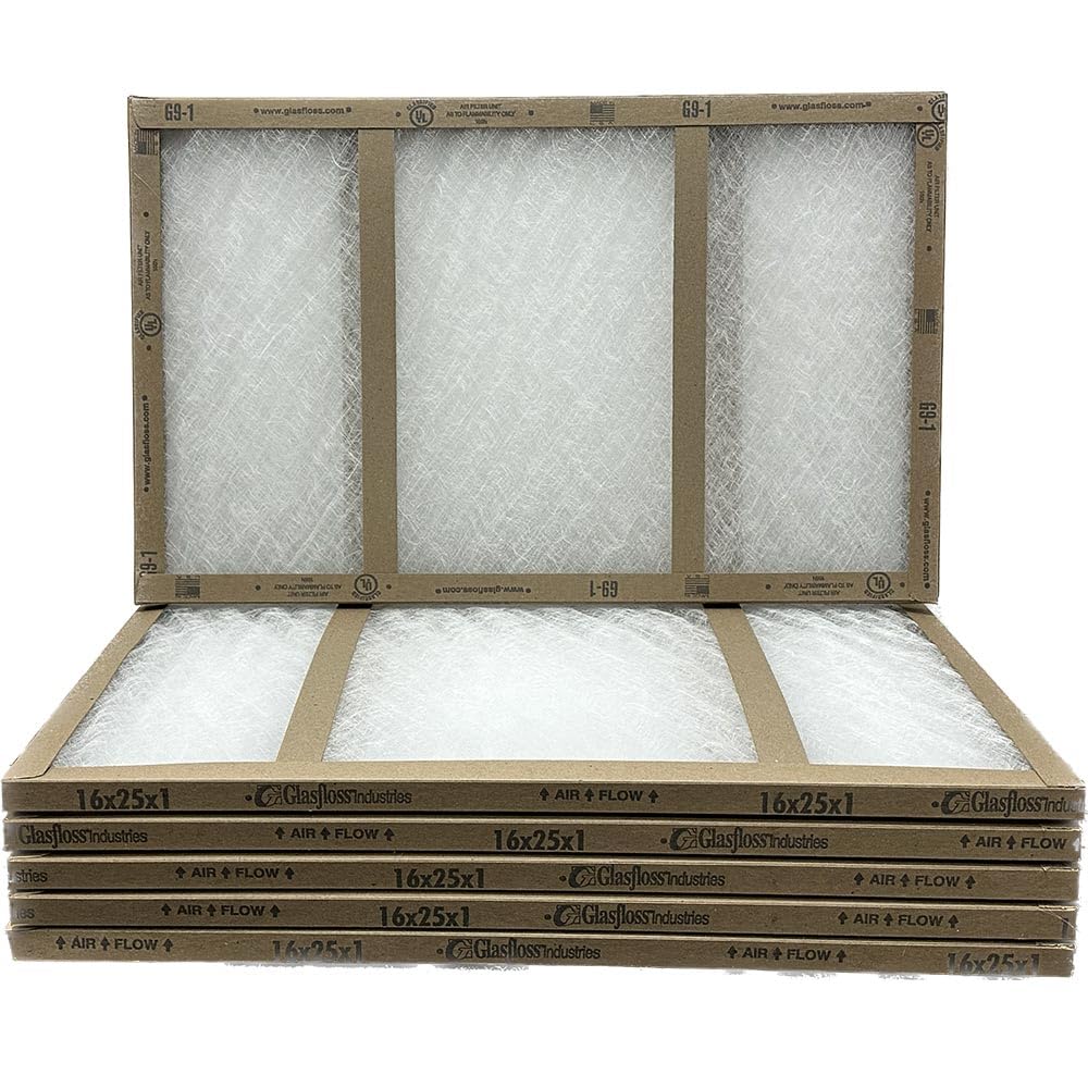 16x25x1 Fiberglass Air Filters, 6-Pack, AC & Furnace, Glasfloss