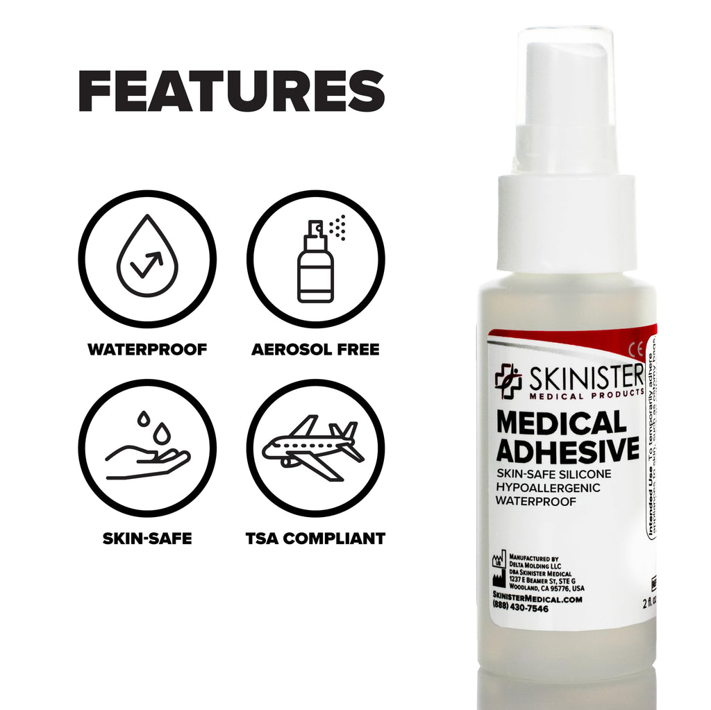 Skinister Medical Adhesive Spray | Silicone Skin Glue for Ostomy Bags, Breast Forms, Condom Catheters, Prosthetics, SFX | 4oz