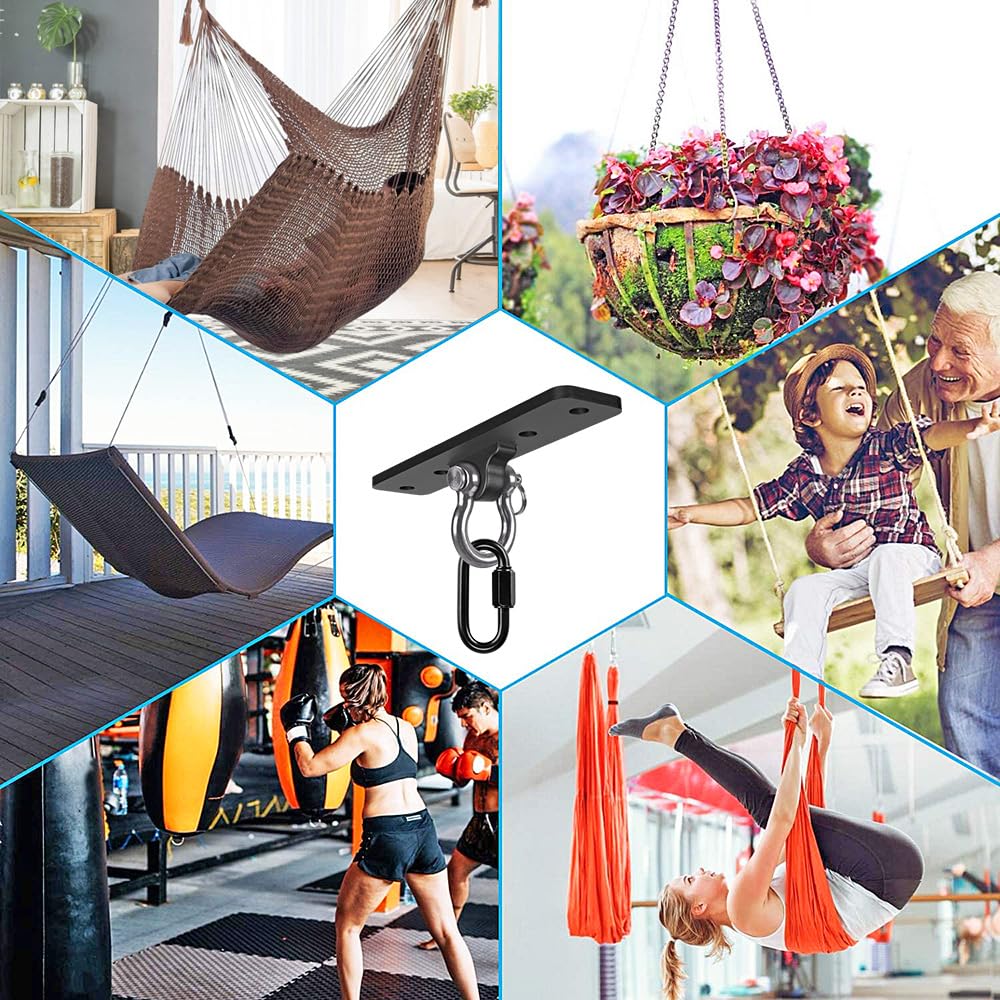 Dolibest Ceiling Mount Swing Hanger Heavy Duty Swing Set Hook for Porch Swing Hammock Chair Yoga Silk Suspension Straps Gymnastic Ring, Wall Anchor for Resistance Bands (900LB)
