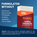 Mando Acidified Cleansing Bar - 24-Hour Odor Control - Removes Odor Better than Soap - Moisturizing Formula - SLS Free, Paraben Free - Safe For Sensitive Skin - Bourbon Leather
