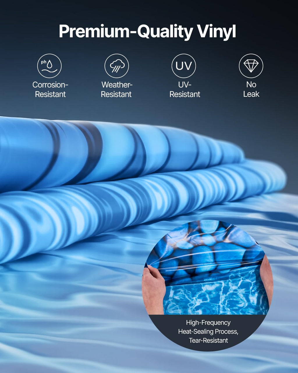 VEVOR 18-ft Round Above Ground Pool Liner, Overlap Pool Liners, Standard Gauge Vinyl, 48-to-54inch Wall Height, Designed for Steel Sided Above-Ground Swimming Pools