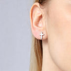 HANFLY 925 Sterling Silver Cross Stud Earrings Fashion Earrings