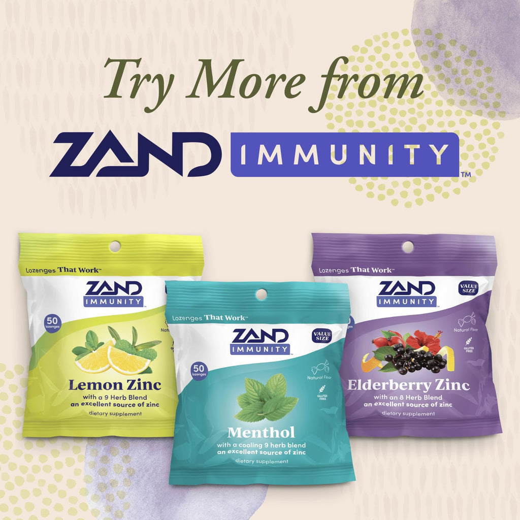 ZAND Immunity Variety 3 Pack - Lemon Honey, Elderberry Zinc and Orange C Throat Lozenges - Good-for-You Dry Mouth Lozenges - Immune Support Supplement - Natural Flavor, Vegan, Gluten Free, 50ct ea