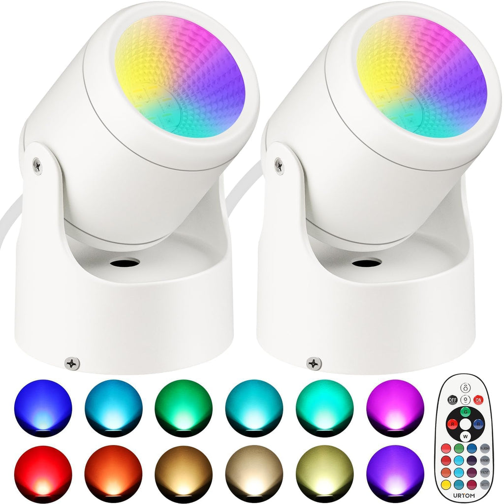 URTOM 6W RGBW Up Lights Indoor Halloween LED Floor Spotlight with Remote