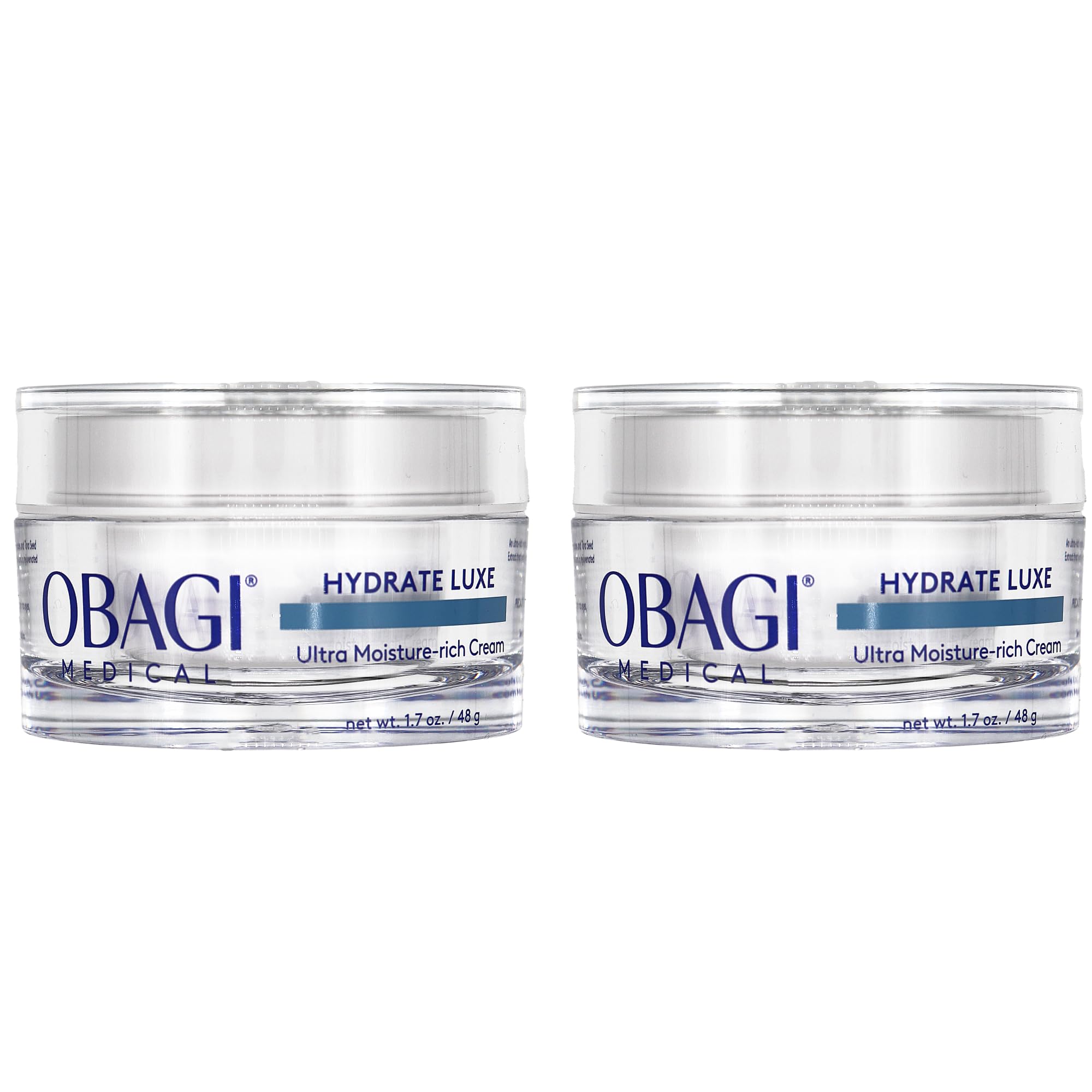 Obagi Hydrate Luxe Ultra-Rich Facial Moisturizer – Non-Comedogenic with Tara Seed Extract and Biomimetic Peptides – Intensive Night Face Cream for Dry, Sensitive or Aging Skin – Two Pack, 2 * 1.7 oz