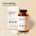 Glow25® Kollagen Kapseln hochdosiert [180 Kapseln] mit Hyaluronsäure und Vitamin C | Premium Collagen Complex für eine schöne Haut | Ohne Zusatzstoffe | Laborgeprüft | Made in Germany
