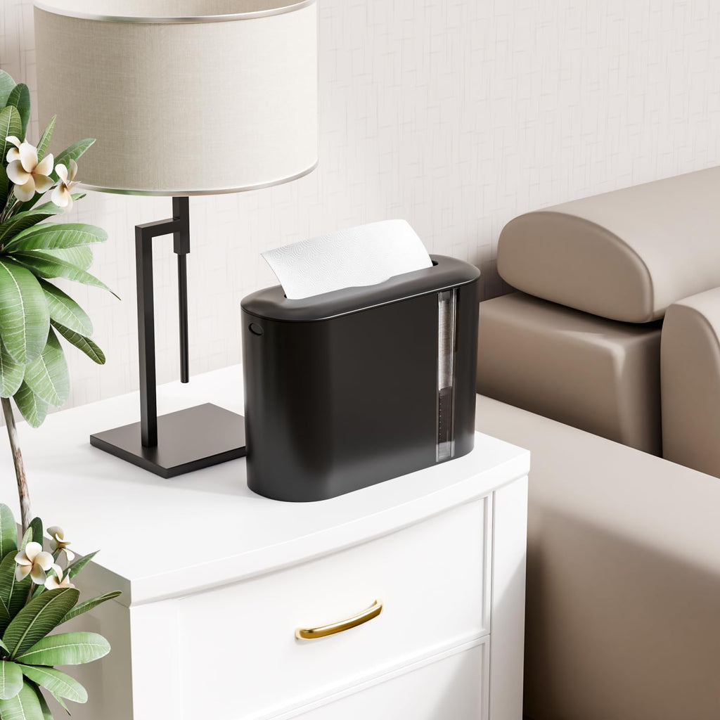 Yieach Touchless Paper Towel Dispenser for Countertop,Home,Bathroom and Kitchen,Black Commercial Multifold Paper Towel Dispenser for Z-fold,Folded,Trifold,Napkin,C fold,Tri Fold Hand Towels Holder