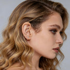Sanglarst 925 Sterling Silver 14K Gold Plated Backless Half Hoop Earrings