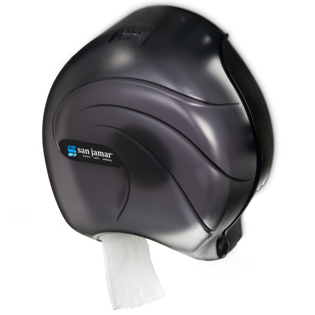 San Jamar Oceans Plastic Single Jumbo Bath Tissue Dispenser, 3.25" Core, Black Pearl