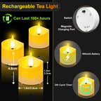 YiaMia Upgraded Rechargeable Tea Lights with Magnetic Charging Base 12 Pack