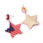 NLCAC USA Earrings Beaded American Flag Earrings USA Star Ice Cream Drop Dangle Earrings 4th of July Gifts for Women Star