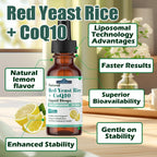 2 Packs Liposomal Red Yeast Rice with Coq10 Liquid Drops, 5-in-1 Extra Strength 1200mg Healthy Cholesterol & Heart Support with Citrus Bergamot Alpha Lipoic Acid, Citrinin-Free, 2 Month Supply