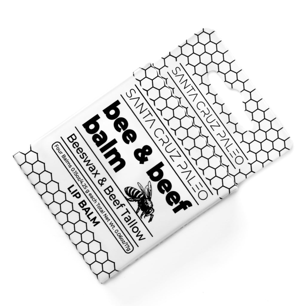 SANTA CRUZ PALEO Beef Tallow Beeswax Lip Balm Hydrating Moisturizer, Natural Grass Fed Lip Care Tallow Balm Soothes Chapped, Dry Lips, Hypoallergenic for Sensitive Skin, Long Lasting & Vitamin Rich