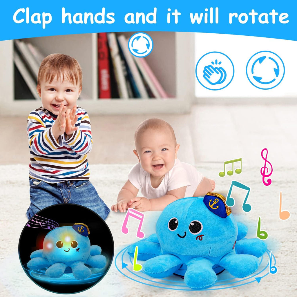 Tsomtto Musical Toys Plush Octopus Crawling & Walking Musical Toy Light Up Voice Control Dancing Toys Boys Girls Tummy Time Toys Toddler Boy Birthday Christmas First Shower Gifts