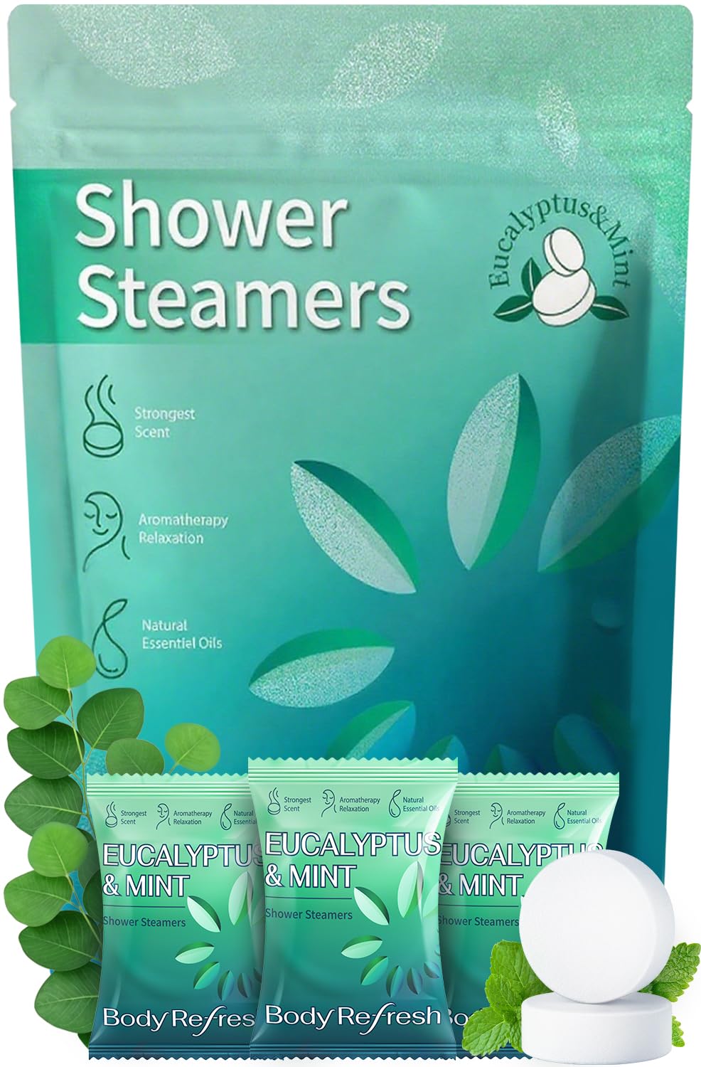 Eucalyptus Mint Shower Steamers Aromatherapy 18 Pack, Eucalyptus for Shower, Christmas Stocking Stuffers Gifts for Women Men Mom Dad, Shower Bombs - Sinus Relief Relaxation Home Spa Stress Relief