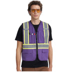 A-KSAFETY 6xl 7xl 8xl purple Reflective Safety Work Vest Big And Tall Hi Vis Construction Vest Purple
