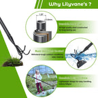 Lilyvane Garden Hoe, 2 in 1 Weeding Hoe and Cultivator Soil Tiller, 66" Long, Heavy Duty Hoe Garden Tool for Weeding, Loosening Soil, Cultivating, Gardening