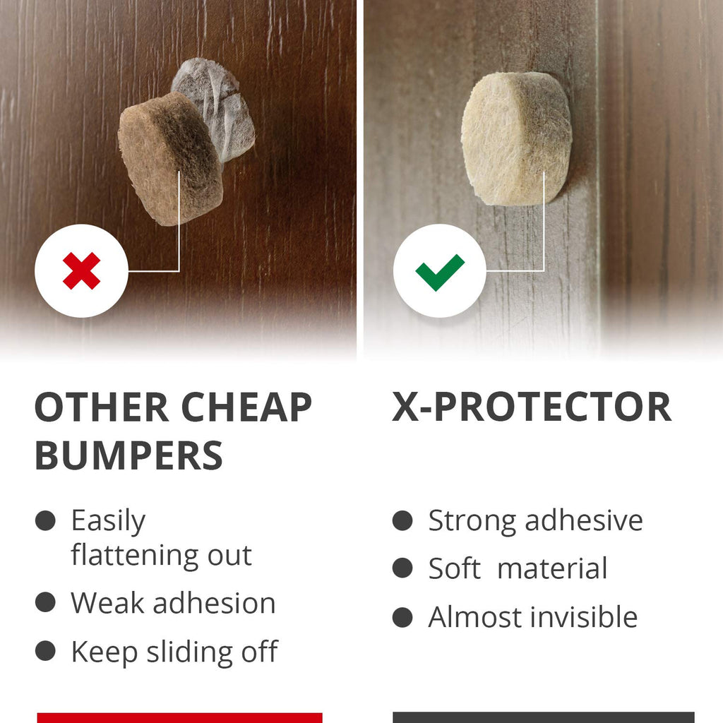 Cabinet Door Bumpers X-Protector 100 PCS – Small Felt Pads 3/8” (Beige)