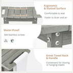 LUE BONA HDPS Shower Benches for Inside Shower, Gray Shower Stool for Shaving Legs with Shelf, Waterproof Shower Chair Seat for Spa Bathroom, Weather Resistant/Non-Slip/Handles/Indoor or Outdoor Use