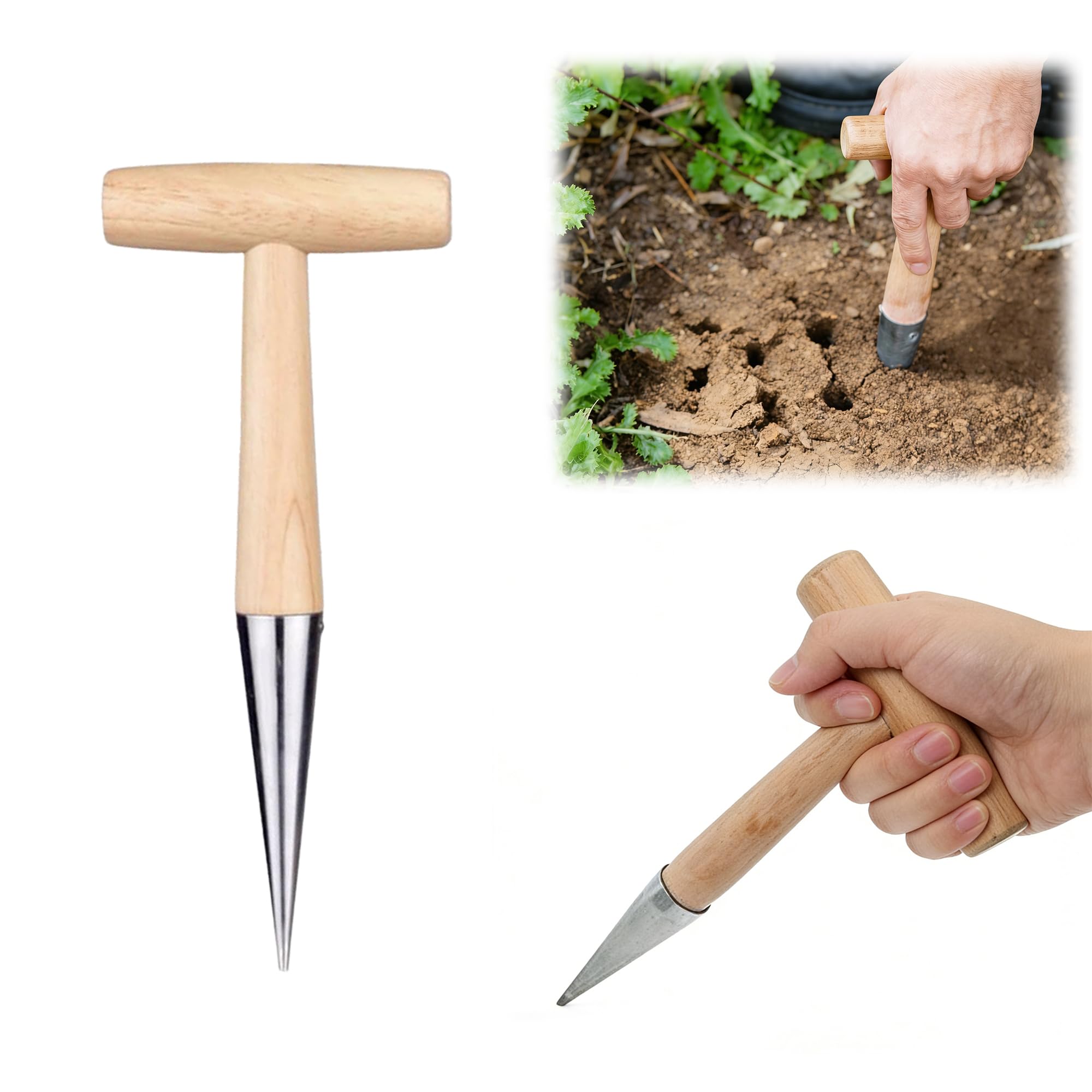 Plant Hole Digger for Planting, Garden Seed Dispenser, Bulb Planting Tool, Handheld Digger Garden Seed Planting Tool for Planting Tulip Daffodil Saffron Vegetable Seeds (1pcs)