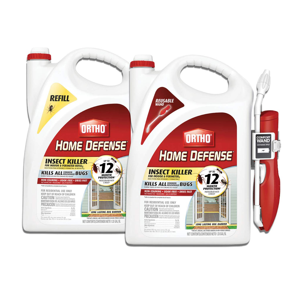 Ortho Home Defense Insect Killer for Indoor & Perimeter2 with Comfort Wand Plus Refill Bundle - Ready-To-Use Bug Spray, Kills Ants, Roaches, and Spiders, 1.33 gal.