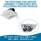 696N-R02 B Unit&Replacement Grille 97011723 for Broan-NuTone BP90,663,670,671,688,689,Bathroom Vent Cover BP90 Replacement Grille for Broan 688,97011723 Bathroom Ceiling Fan with S97012026 Fan